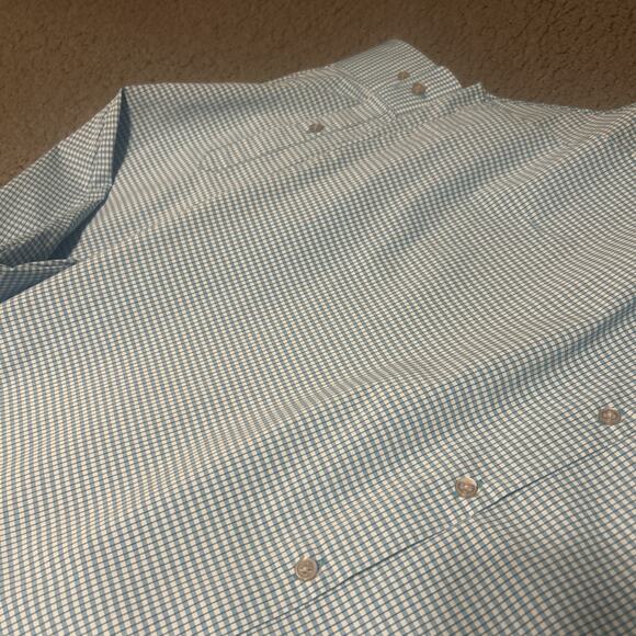 Van Heusen Flex Men's Long Sleeve Shirt Green/Aqua Plaid Size 16.5 32/33 Large - Picture 5 of 10